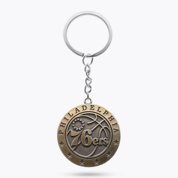 NBA Philadelphia 76ers Basketball Metal Gold Keychain NEW Joel Embiid - Picture 2 of 3